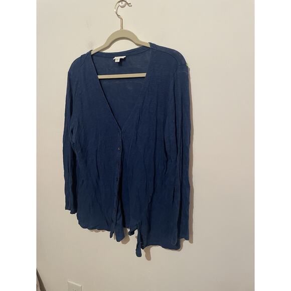 J. Jill Womens Love Linen Button Front Cardigan Sweater Loose Lagenlook Large - Picture 2 of 5